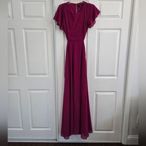 Lulu's Pink Open Back Gown